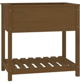 VidaXL Plantenbak met schap 82,5x54x81 cm grenenhout honingbruin