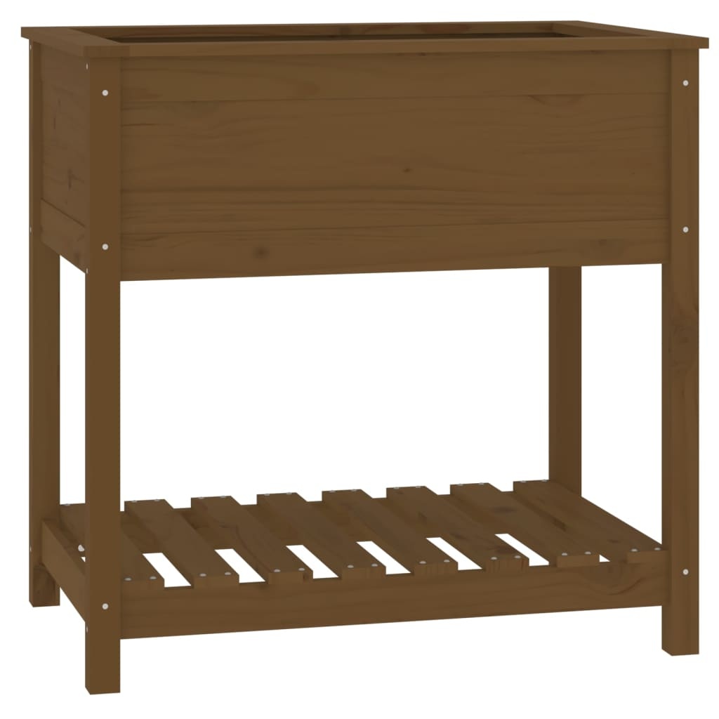 VidaXL Plantenbak met schap 82,5x54x81 cm grenenhout honingbruin
