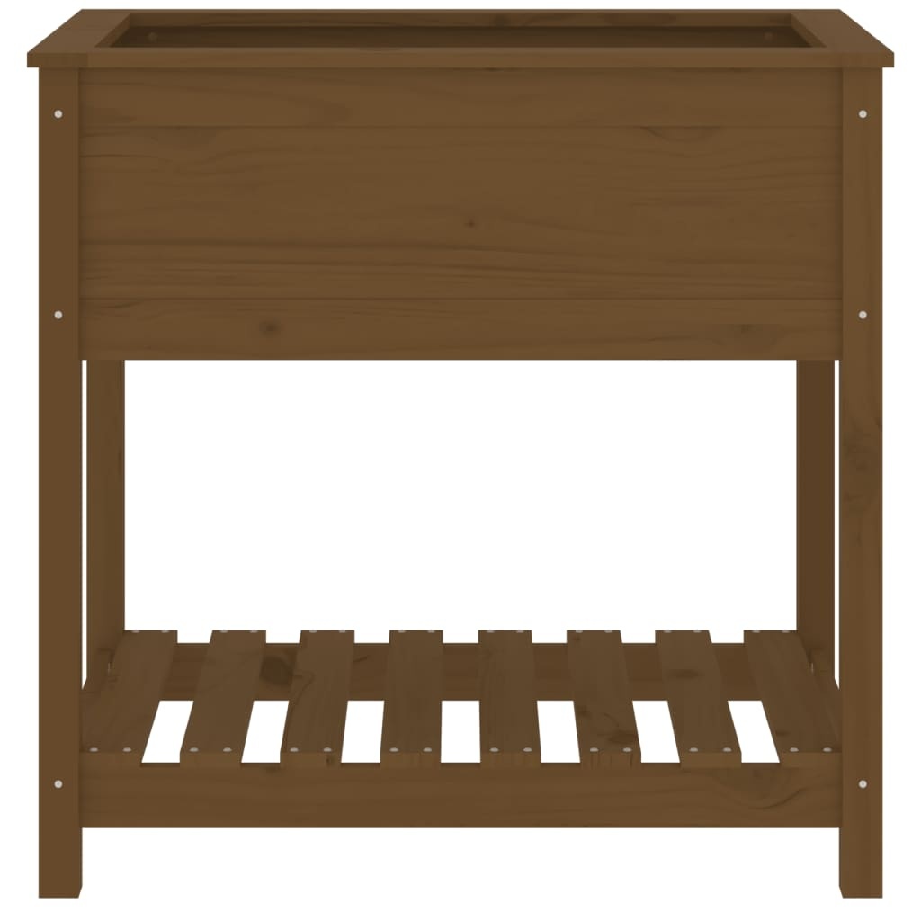 VidaXL Plantenbak met schap 82,5x54x81 cm grenenhout honingbruin