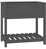 VidaXL Plantenbak met schap 82,5x54x81 cm massief grenenhout grijs