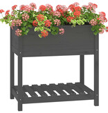 VidaXL Plantenbak met schap 82,5x54x81 cm massief grenenhout grijs