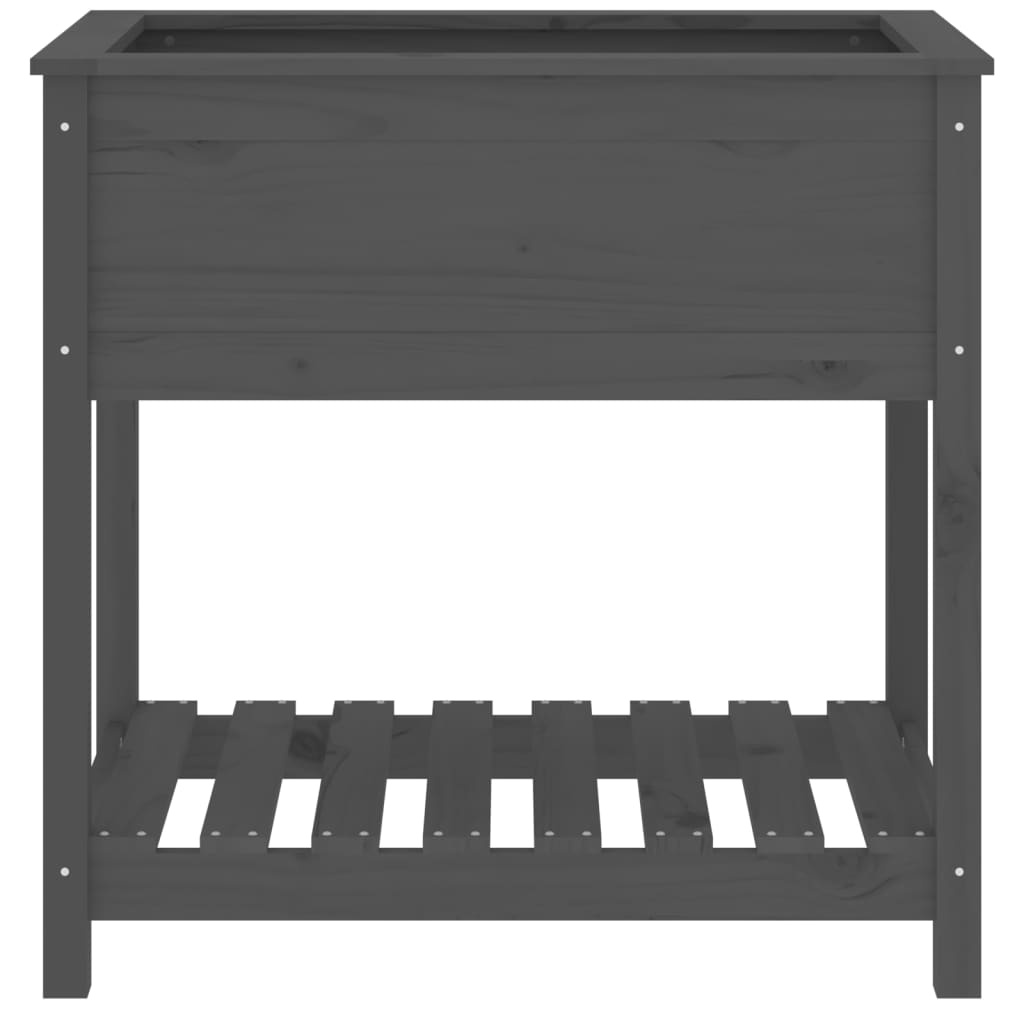 VidaXL Plantenbak met schap 82,5x54x81 cm massief grenenhout grijs