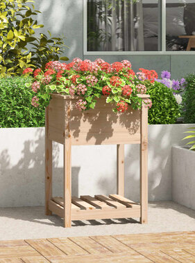 VidaXL Plantenbak met schap 54x54x81 cm massief grenenhout