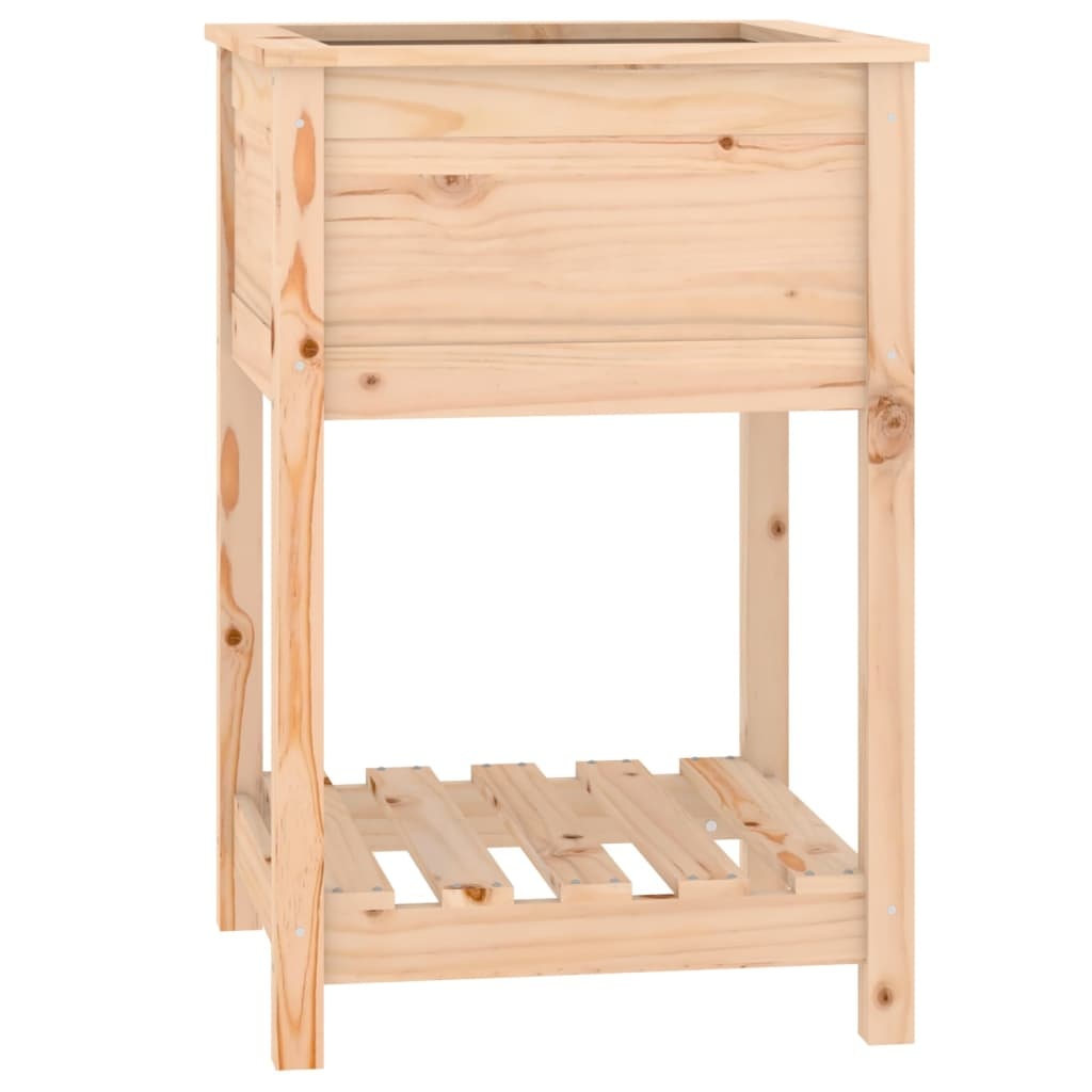 VidaXL Plantenbak met schap 54x54x81 cm massief grenenhout