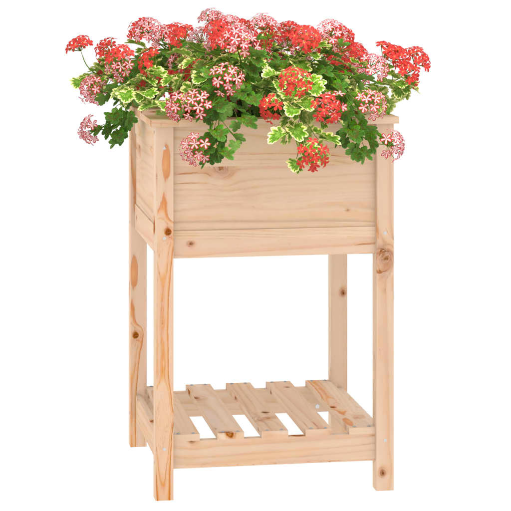 VidaXL Plantenbak met schap 54x54x81 cm massief grenenhout