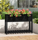 VidaXL Plantenbak met schap 111,5x34,5x81 cm massief grenenhout zwart