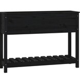 VidaXL Plantenbak met schap 111,5x34,5x81 cm massief grenenhout zwart
