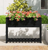 VidaXL Plantenbak met schap 111,5x34,5x81 cm massief grenenhout zwart