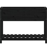 VidaXL Plantenbak met schap 111,5x34,5x81 cm massief grenenhout zwart