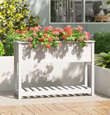 VidaXL Plantenbak met schap 111,5x34,5x81 cm massief grenenhout wit