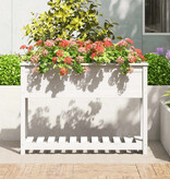 VidaXL Plantenbak met schap 111,5x34,5x81 cm massief grenenhout wit