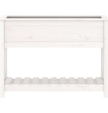 VidaXL Plantenbak met schap 111,5x34,5x81 cm massief grenenhout wit