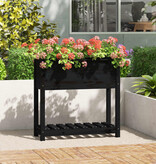 VidaXL Plantenbak met schap 82,5x34,5x81 cm massief grenenhout zwart