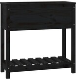 VidaXL Plantenbak met schap 82,5x34,5x81 cm massief grenenhout zwart