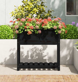VidaXL Plantenbak met schap 82,5x34,5x81 cm massief grenenhout zwart
