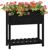 VidaXL Plantenbak met schap 82,5x34,5x81 cm massief grenenhout zwart