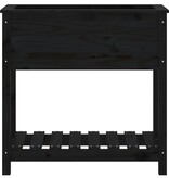 VidaXL Plantenbak met schap 82,5x34,5x81 cm massief grenenhout zwart