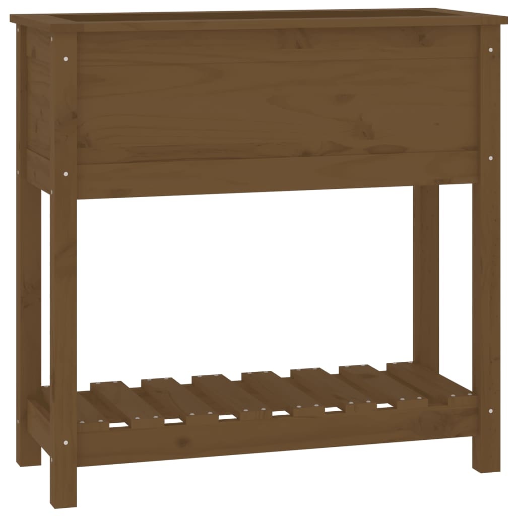 VidaXL Plantenbak met schap 82,5x34,5x81 cm grenenhout honingbruin