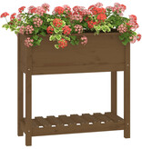 VidaXL Plantenbak met schap 82,5x34,5x81 cm grenenhout honingbruin