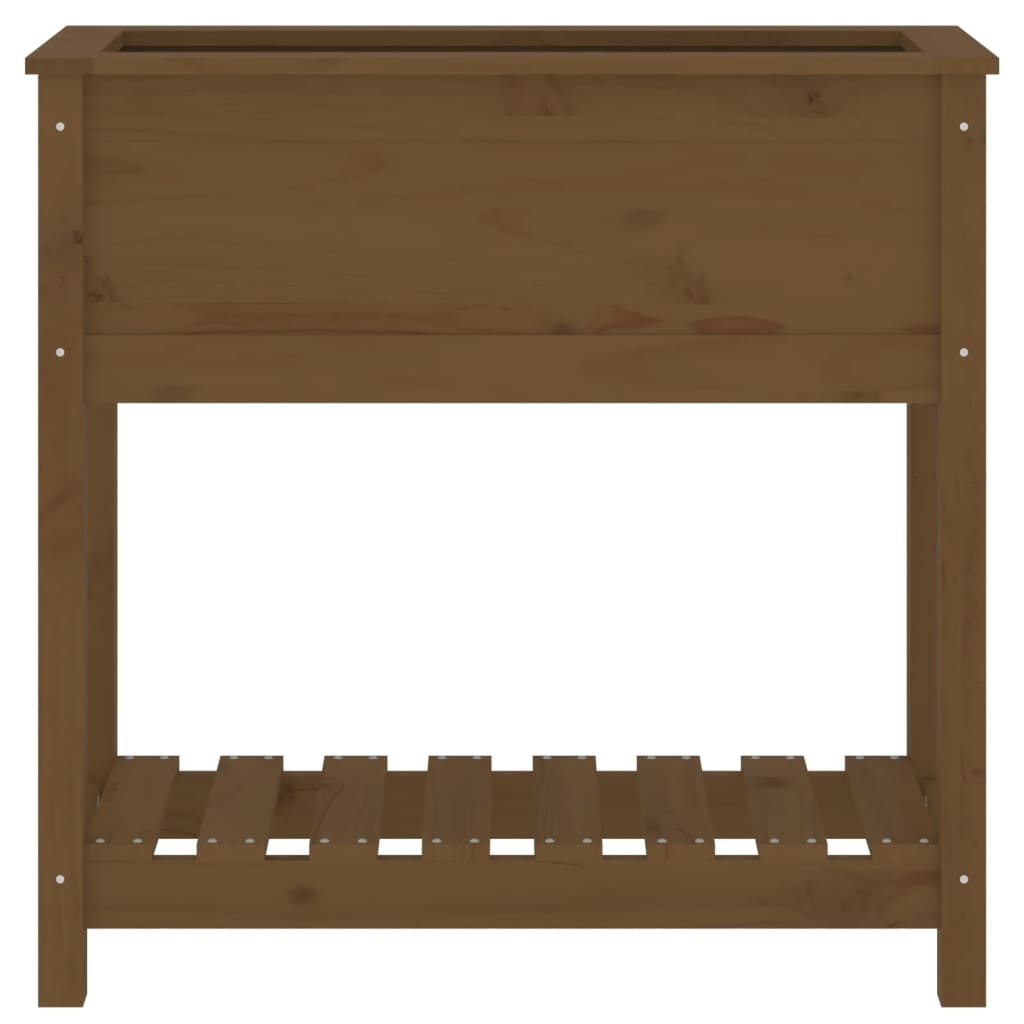 VidaXL Plantenbak met schap 82,5x34,5x81 cm grenenhout honingbruin