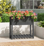 VidaXL Plantenbak met schap 82,5x34,5x81 cm massief grenenhout grijs