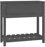 VidaXL Plantenbak met schap 82,5x34,5x81 cm massief grenenhout grijs