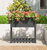 VidaXL Plantenbak met schap 82,5x34,5x81 cm massief grenenhout grijs