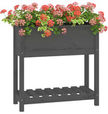 VidaXL Plantenbak met schap 82,5x34,5x81 cm massief grenenhout grijs