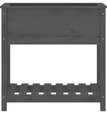 VidaXL Plantenbak met schap 82,5x34,5x81 cm massief grenenhout grijs
