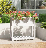 VidaXL Plantenbak met schap 82,5x34,5x81 cm massief grenenhout wit