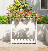 VidaXL Plantenbak met schap 82,5x34,5x81 cm massief grenenhout wit