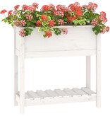 VidaXL Plantenbak met schap 82,5x34,5x81 cm massief grenenhout wit