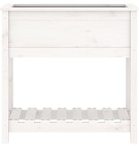 VidaXL Plantenbak met schap 82,5x34,5x81 cm massief grenenhout wit