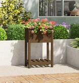 VidaXL Plantenbak met schap 54x34,5x81 cm grenenhout honingbruin
