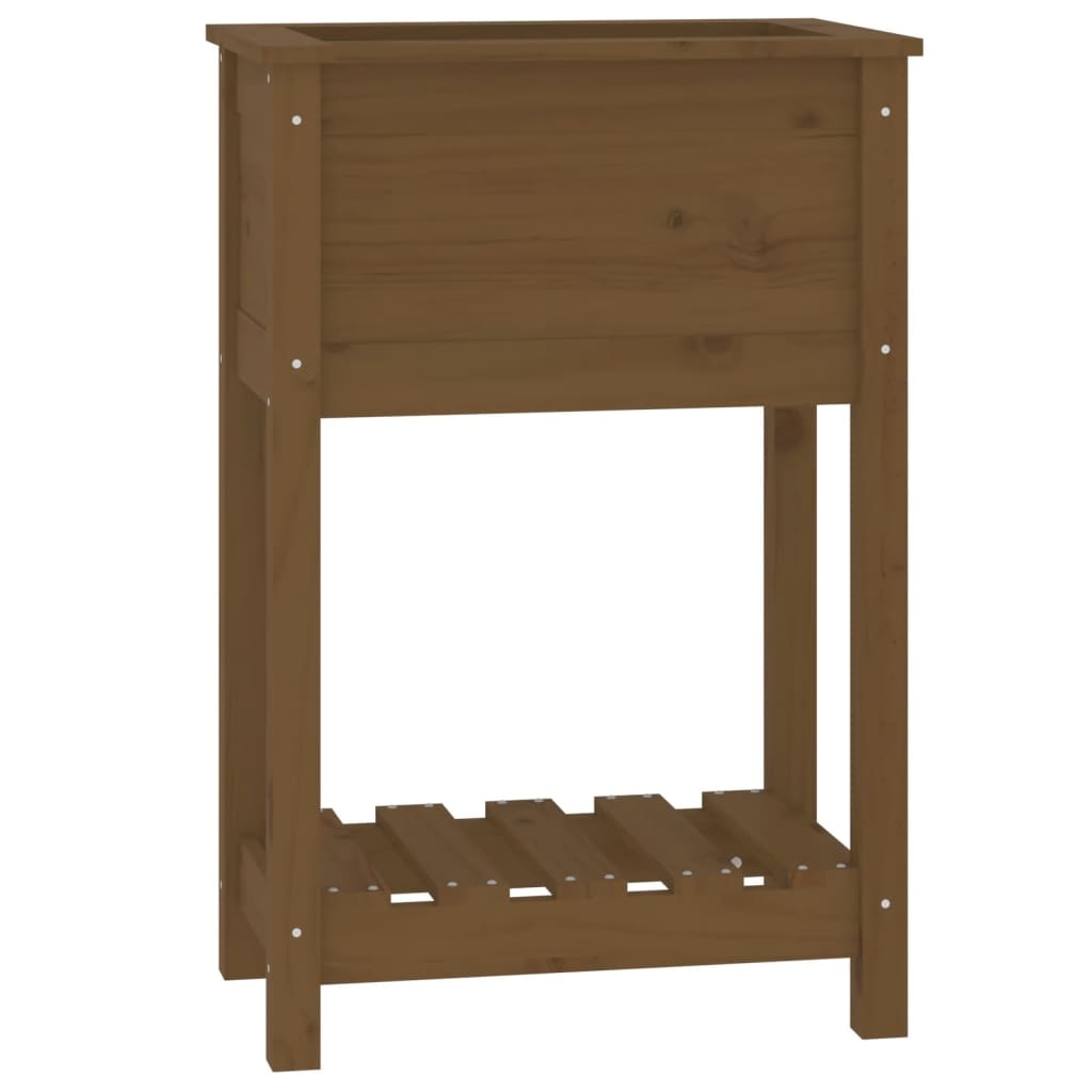 VidaXL Plantenbak met schap 54x34,5x81 cm grenenhout honingbruin