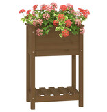 VidaXL Plantenbak met schap 54x34,5x81 cm grenenhout honingbruin