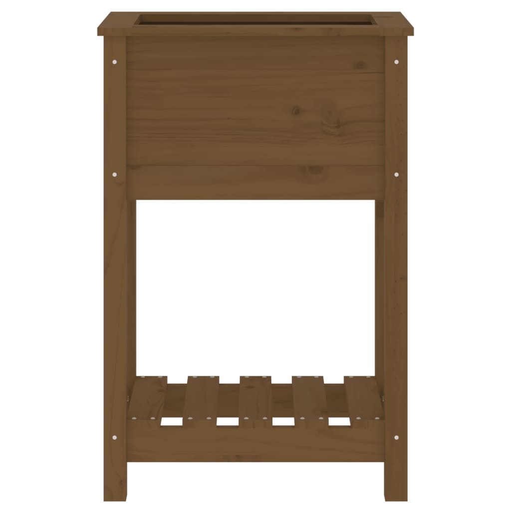 VidaXL Plantenbak met schap 54x34,5x81 cm grenenhout honingbruin