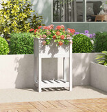 VidaXL Plantenbak met schap 54x34,5x81 cm massief grenenhout wit