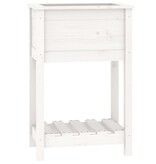 VidaXL Plantenbak met schap 54x34,5x81 cm massief grenenhout wit