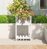 VidaXL Plantenbak met schap 54x34,5x81 cm massief grenenhout wit