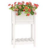 VidaXL Plantenbak met schap 54x34,5x81 cm massief grenenhout wit