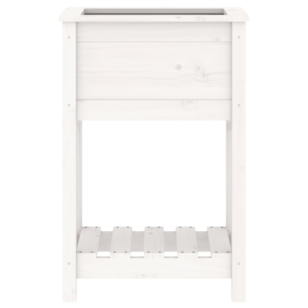 VidaXL Plantenbak met schap 54x34,5x81 cm massief grenenhout wit