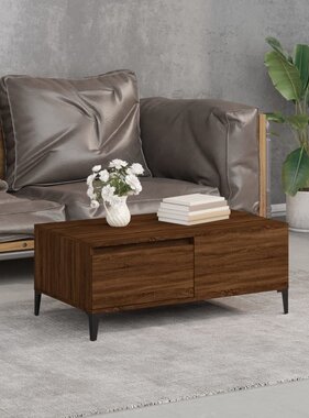 VidaXL Salontafel 90x50x36,5 cm bewerkt hout bruineikenkleurig