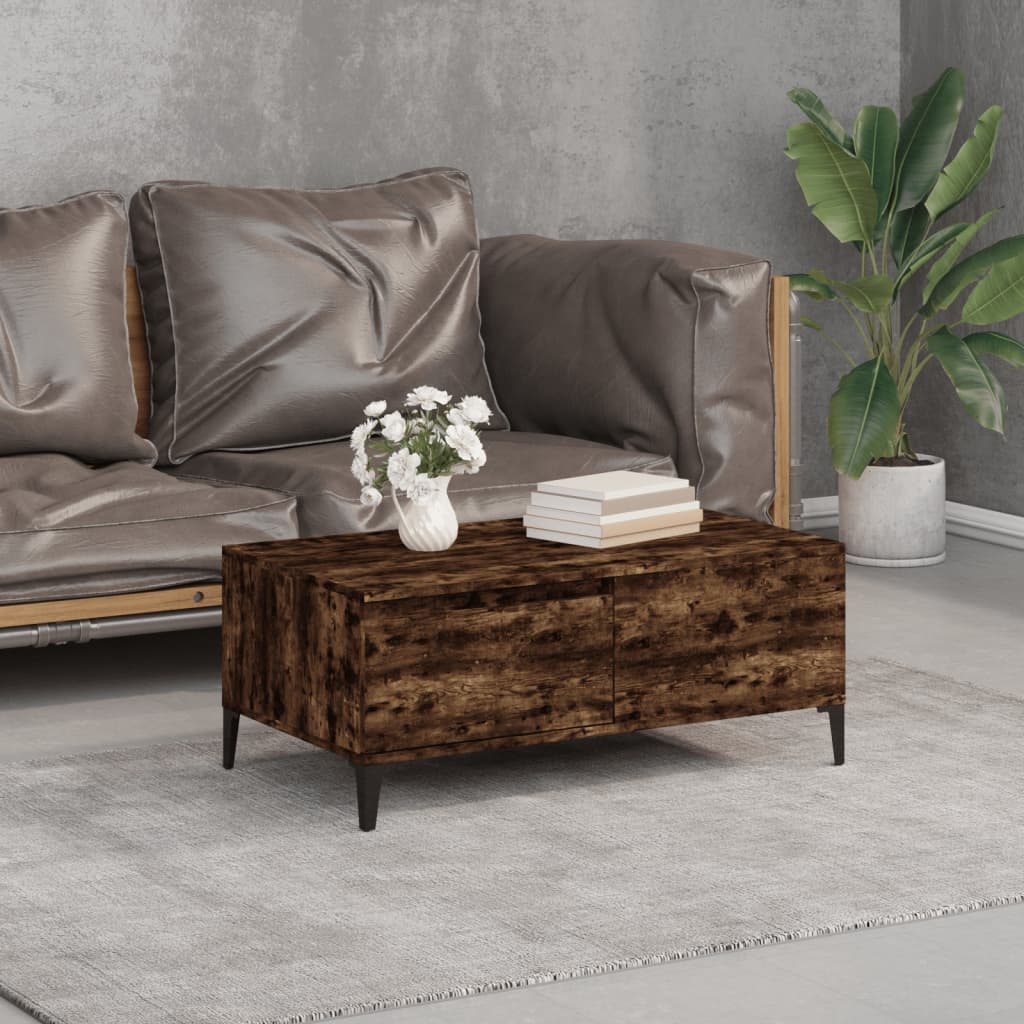 VidaXL Salontafel 90x50x36,5 cm bewerkt hout gerookt eikenkleurig