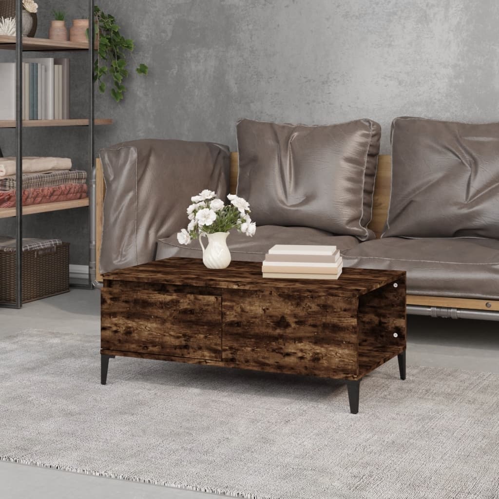 VidaXL Salontafel 90x50x36,5 cm bewerkt hout gerookt eikenkleurig