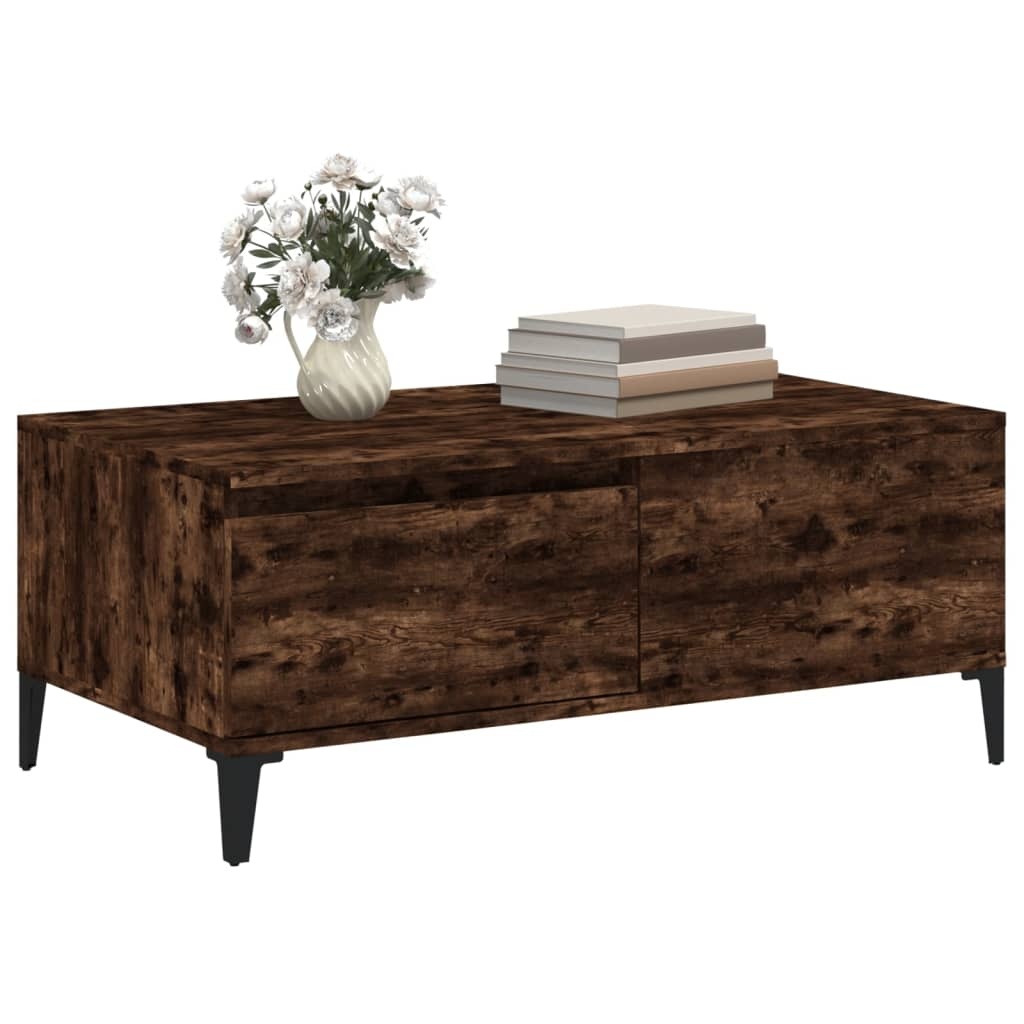 VidaXL Salontafel 90x50x36,5 cm bewerkt hout gerookt eikenkleurig