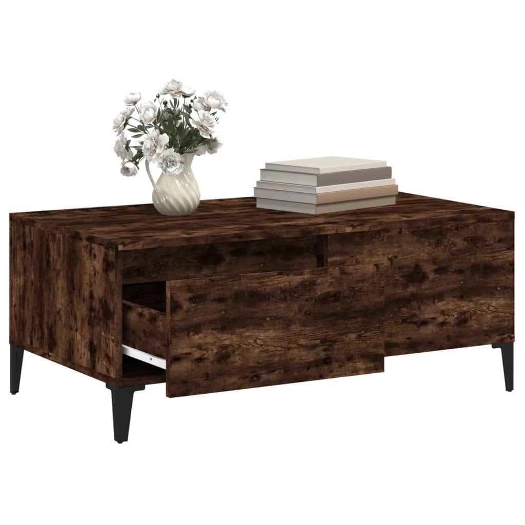 VidaXL Salontafel 90x50x36,5 cm bewerkt hout gerookt eikenkleurig