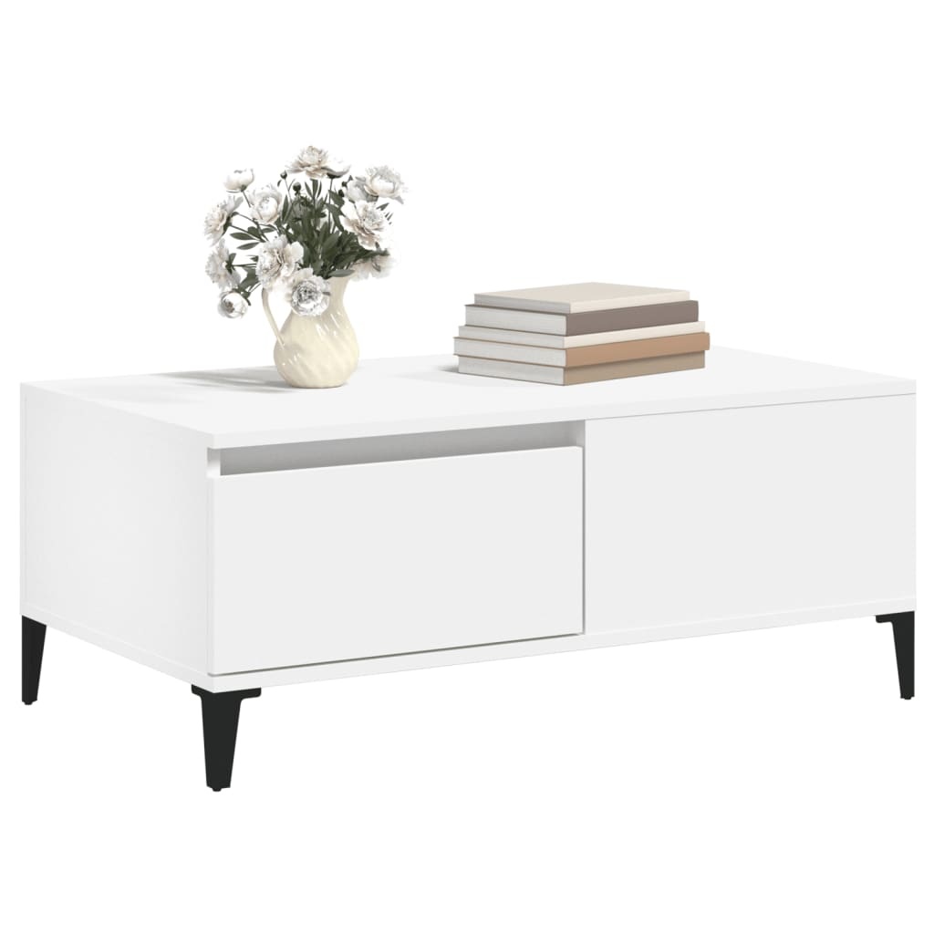 VidaXL Salontafel 90x50x36,5 cm bewerkt hout wit