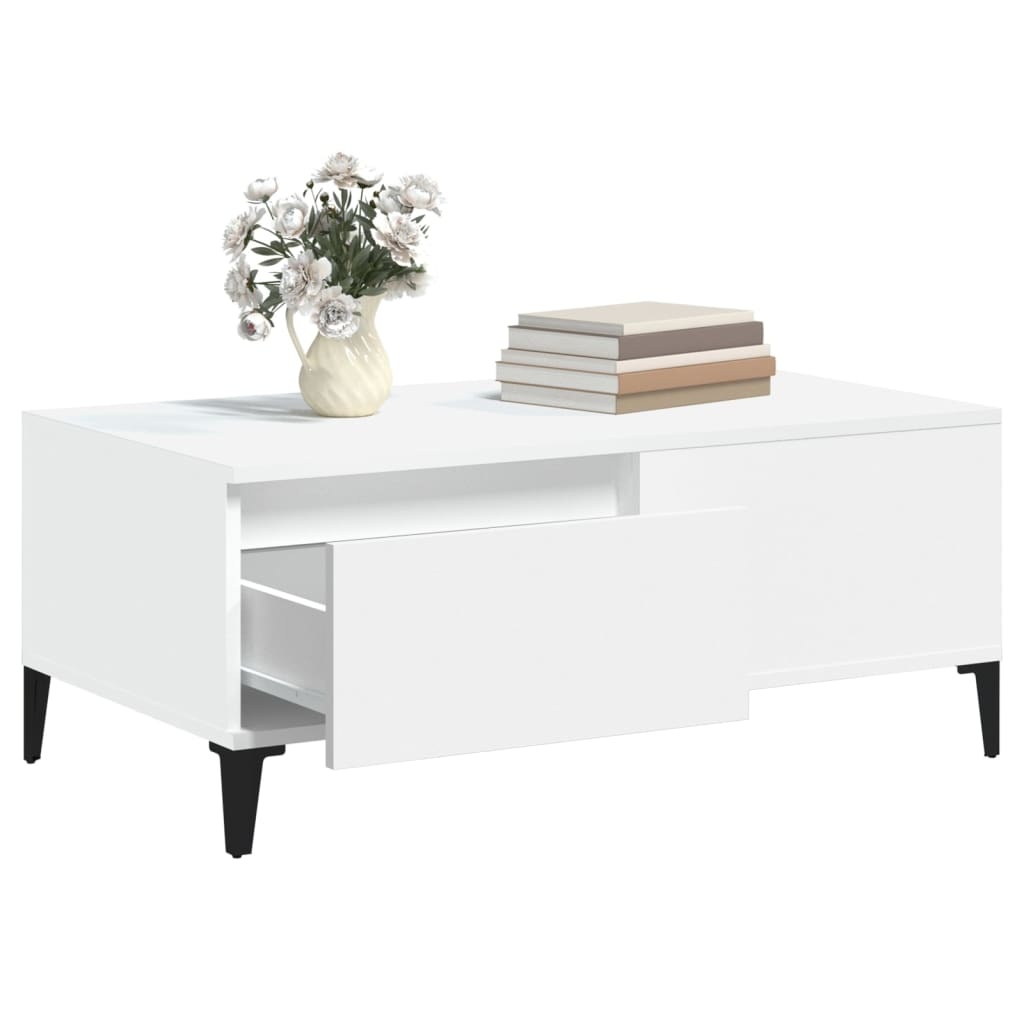 VidaXL Salontafel 90x50x36,5 cm bewerkt hout wit
