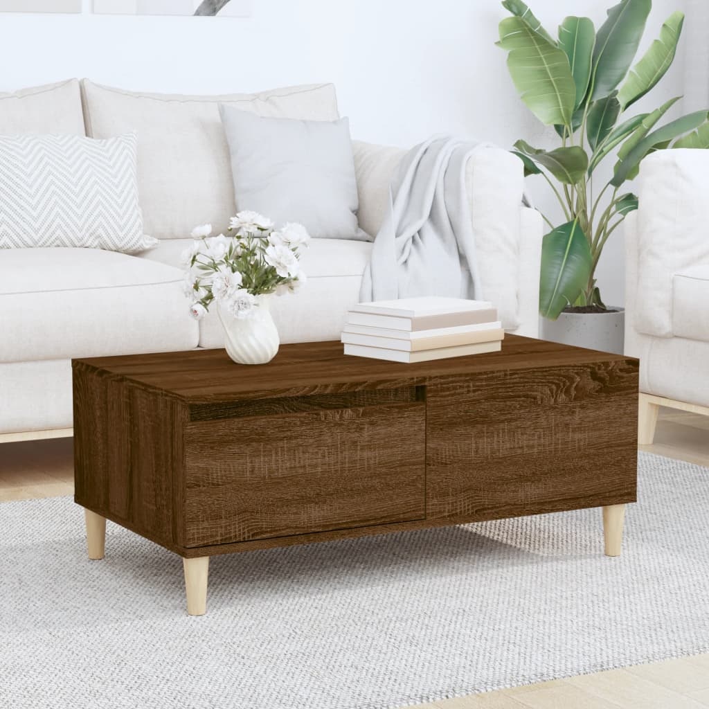 VidaXL Salontafel 90x50x36,5 cm bewerkt hout bruineikenkleurig